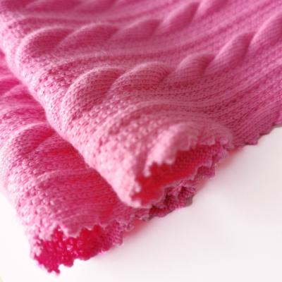 China Stretch Hot sales HIgh Quality Plain Dye Cable flower Knit Fashion 100% Polyester Fabric Weft Stretch for sale