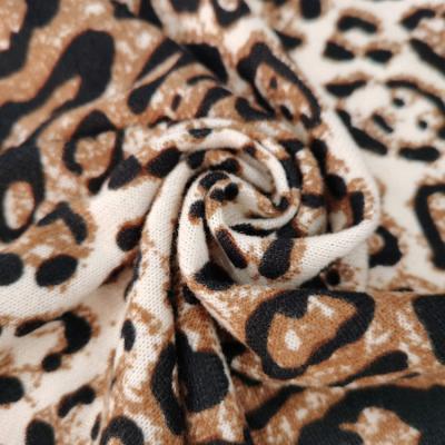 China DIMENSIONAL New style polyester spandex soft yarn hacci sweater knit leopard printed fabric for clothing for sale