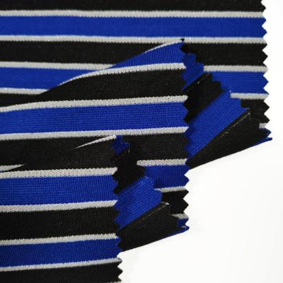 China Stretch 2023 Hot Sale 250gsm Rayon Polyester Spandex Stripe Yarn Dyed Rib Fabric Fashion Woman Knit Fabric for sale