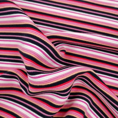 China Stretch Hot sale Customization Yarn-dyed Colors Rayon Polyester Spandex Striped Knitted Single Jersey Fabric for sale