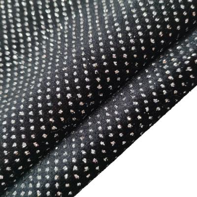 China Stretch Polyester spandex Korean velvet Fabric Gold Foil Dot Printed Design Women Fashion Garment Fabric for sale