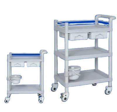 China Hospital Treatment Trolley Medical Dressing Trolley Vehicle Medicine Trolley ABS Hospital Furniture Easy Clean Car To Doctor Easy Clean ISO for sale