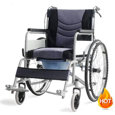 China Best Selling Steel Hospital Cerebral Palsy Used Commode Manual Folding Recumbent Wheelchair for sale