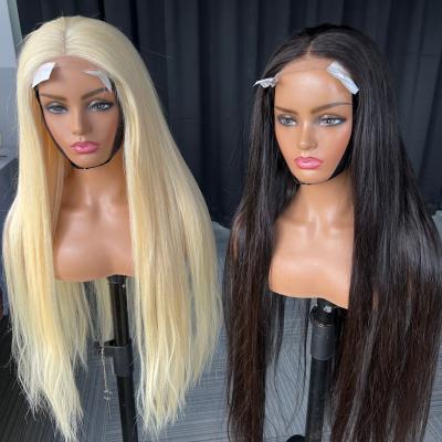 China Natural Straight Pre Pluck Lace Closure Wigs Vendors, Bone Straight Hd 613 Hair Full Lace Wig With Baby Hair, Full Lace Hair Wig for sale