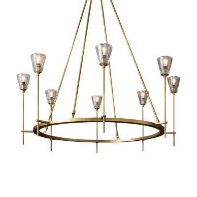 China Brass Body K9 Crystal Lampshade Chandelier For Living Factory Lamp Restoration Light Custom Luxury Gold Color for sale