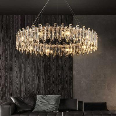 China Hot Selling Nordic Round Custom Made Modern Ring Gold Chandelier Crystal Lights Crystal Luxury Home Circular Chandelier for sale