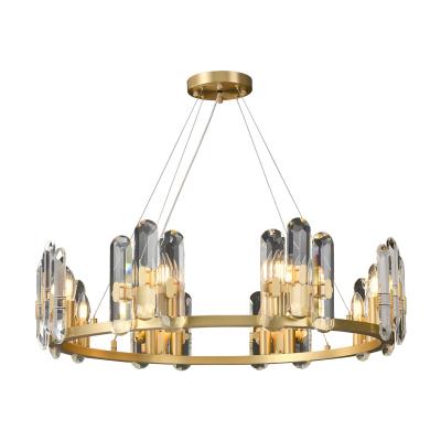 China Wholesale Luxury High Grade K9 Crystal Chandelier Round Brass Lamp Factory Post Modern Body Chandelier For Living Room for sale