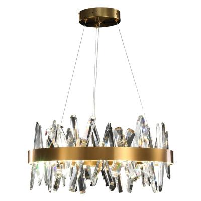 China Wholesale High Quality Modern Tricolor Dimmable K9 Crystal Ring Circle Chandelier For Living Room From Zhongshan Postmodern Factory for sale