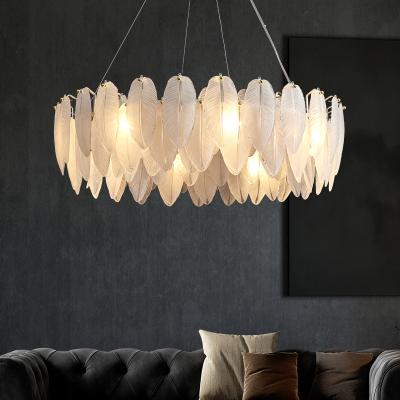 China Moroccan Luxury Pendant New Modern Feather Art Chandelier Lighting Glass Living Room Decorative Hanging Chandelier for sale