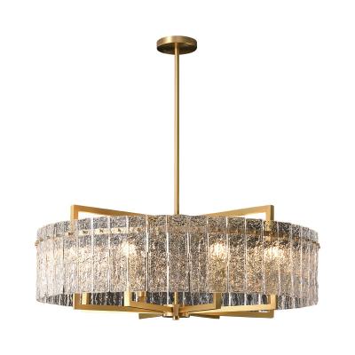 China Modern Post Modern Light Luxury Glass Shade Lamp Body Brass Chandelier Light For Living Room for sale