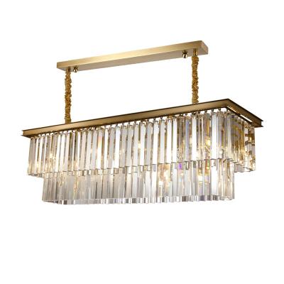 China Zhongshan post-modern lighting luxury classic piece Crystal Pendant Rectangle Bronze chandelier of factory sale style dining table for sale