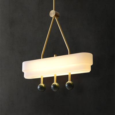 China Modern All Light Luxury Nordic Modern Brass Marble Glass Simple Pendant Lights Car Counter Bedroom Lamp Hanging Lights For Bed for sale