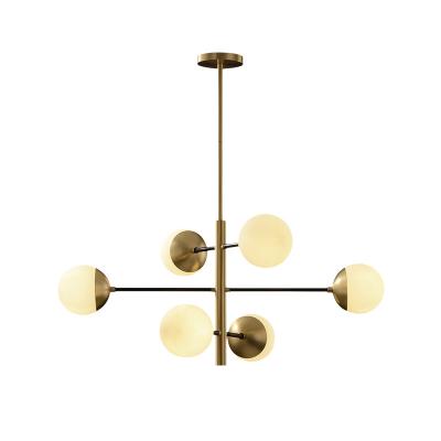 China Post-modern hot sale factory direct sale Zhongshan lamp body globe glass ball luxury modern brass chandelier for living room for sale