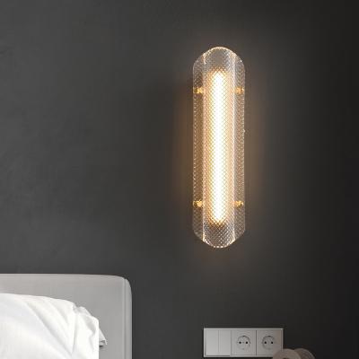 China Simple Post Modern Wall Lamps Indoor Brass Dining Room Led Wall Light Living Room Bedroom Bedside Vintage Fancy Modern Glass Wall Lamp for sale