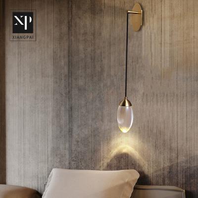 China Wholesale New Manufacture Post-Modern Lighting Design K9 Crystal Hanging Wall Lamp Lights for Bedroom Bedside for sale