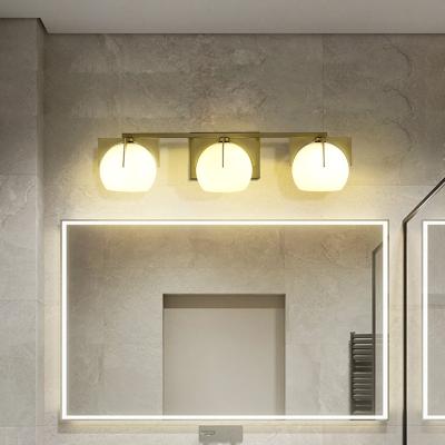 China New Arrival 3 Head Postmodern Factory Zhongshan Shade Bathroom Vanity Table Mirror White Glass Wall Lights Lighting for sale