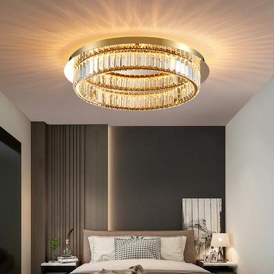 China Surface Mounted K9 Crystal Mental Round Ceiling Lamp Stainless Steel Crystal Ceiling Lamp Living Room Bedroom Light Luxury Creative Ceiling Lamp for sale