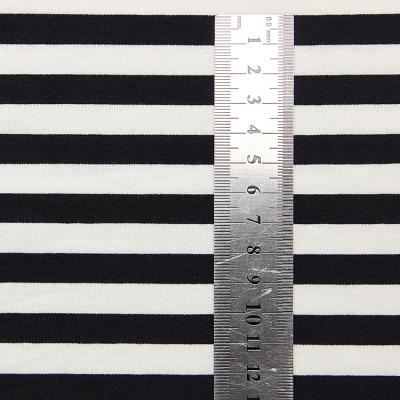 China Breathable Spandex 95cotton 5 Yarn Dyed Soft Black White Stripe Knit Plain Jersey Fabric For Summer for sale