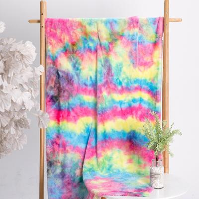 China New Arrival Popular Tear-Resistant Fabric Tie Dyed Plush Double Side Tie Dyed Minky For Blanket for sale