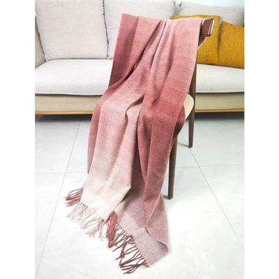 China Wool Merino Shawl Tartan Anti-Pilling Blanket Sofa Cover New Zealand Wool Throw Blanket Custom for sale