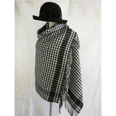 China Factory Cheap Plaid Alpaca Merino Wool Tartan Shawl SHW1602 for sale