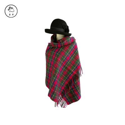 China Factory Cheap Plaid Cashmere Merino Tartan Wool Women Shawl SHW1601 for sale