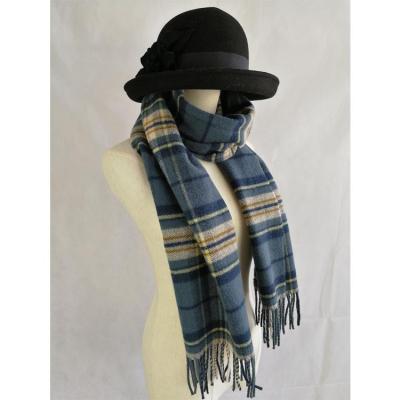 China Woolen Ladies Designer Logo Brand Woven Wool Plaid Scarf Women Acrylic for sale