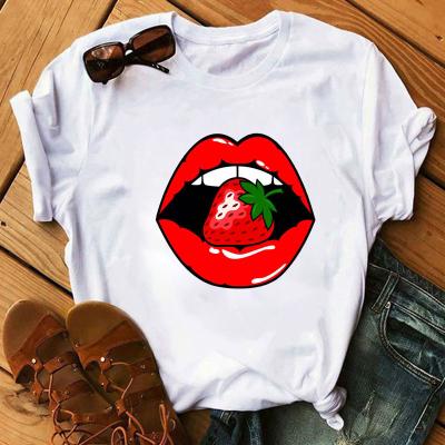 China Anti-Wrinkle Hot Sale Cotton Women Breathable Customized Graphic Stitches T-shirt With Print for sale