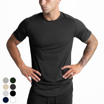 China Anti-Wrinkle Us Size Custom Ultra Soft Spandex Polyester Plain White Quick Dry T-shirt Men's Sleeve Sport T-Shirts for sale