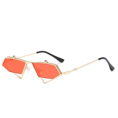 China Vintage Retro Vintage Polygon Metal Frame Punk Double Lens Flip Up Sun Glasses Punk Sunglasses for sale