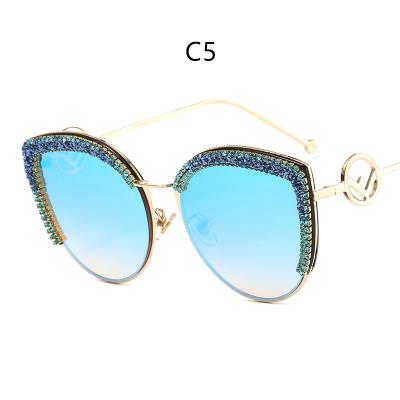 China Fashion Sunglasses 2022 Rimless Lenses UV400 Diamond Sunglasses Cat Eye Sunglasses Women Vintage Wholesale Price New Arrivals Retro for sale