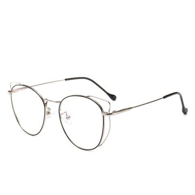 China For Eyewear 2022 Computer Optical Glasses student glass new light metal blue Cat Eye Glasses Frame Women reading glass retro anti for sale