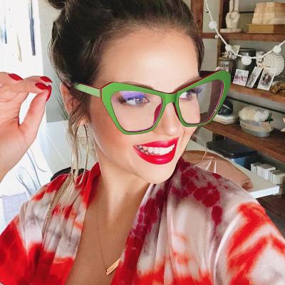 China Fashion Cat Eye Blue Light Blocking Light Glass Women Men Clear Glass Optical Glasses Frame Clear Glass Spectacle Frame for sale