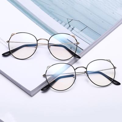 China Wholesale Children's Cat Eye Glasses Metal Frame Boys Girls Computer Blue Light Anti Blocking Kids Cat Eye Glasses 2022 Optical Glass for sale