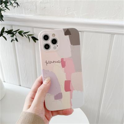 China New Anti-fall Design Abstract Art Painting Graffiti Fancy Silicone Phone Case Girl For iPhone 13 Pro Max for sale