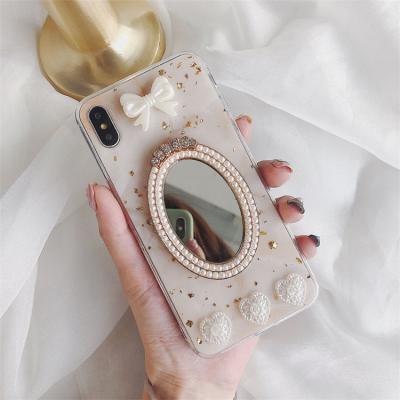 China Dropshipping New Bling Luxury Marble Girl Glitter Mirror Phone Case Anti-fall For iPhone Cover for sale