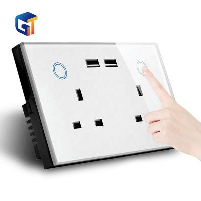 China G-Tech Luxury Plus Smart Home System Alexa Google Voice Operated Tuya Smart Phone Wall Socket Wifi Remote Control Socket for sale