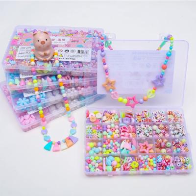 China 2023 Colorful Plastic Toys Girls Beads DIY Jewelry Making Kit Beads For Jewelry Making for sale