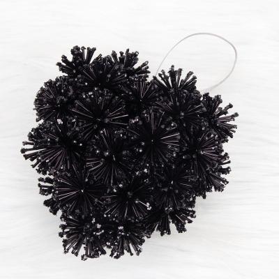 China People Art Personalized Gifts, black pom pom flower heart ornament. Ready to ship. for sale