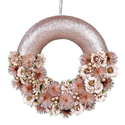 China Daily Holiday Decoration Garland, Artificial Flowers Braid for in the Door Decor in Rose Gold/Pink for sale