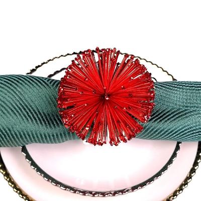 China Sustainable Red Napkin Rings Pompoms Tableware - Table Decoration For Wedding Dinner Christmas for sale