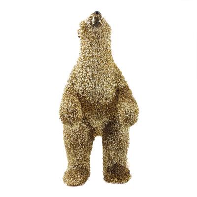 China Handmade modern gifts champagne gold Nordic bear ornaments decoration simulation animal figures office supply decor for sale