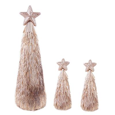 China Handmade Glitter Rose Gold Christmas Ornaments, Mini Cone Christmas Tree for Holiday/Home Decor. for sale