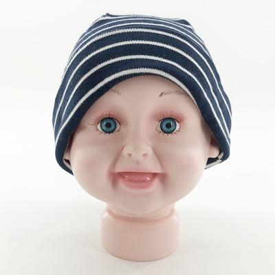 China Striped Soft Baby Toddler Hat Baby Hood Headwraps Newborn Baby Beanie Hat for sale