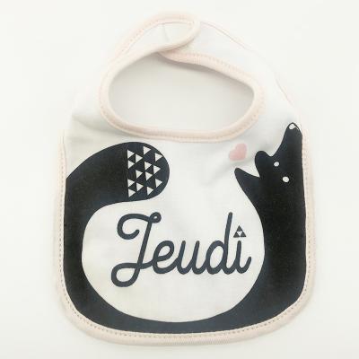 China Washable Soft Comfortable Organic Cotton Words Cartoon Baby Infant Bib for sale