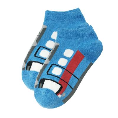 China Japanese style airplane pattern sporty blue ankle sock causal cartoon color kids bangs daily wear boys sock for sale