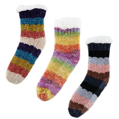 China Breathable New Fashion Custom Design Rainbow Winter Stocking Ladies Winter Home Socks Nylon Women Socks for sale