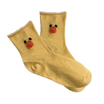 China Duck Socks Orange Yellow Cute Breathable 3D Duck Mouth Spring And Autumn Ankle Socks Women Cotton Hosiery Socks for sale