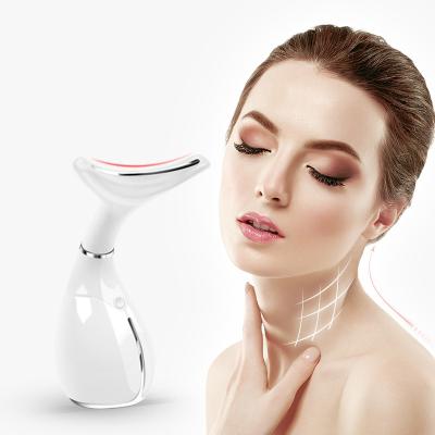 China Remove Neck Wrinkles 2022 Ronix FM-4601 LED Photon Therapy Neck And Facial Lift Massager Vibration Firming Reduction Double Chin Beauty Device for sale