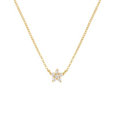 China Fashion 925 Sterling Silver Diamond Flower Pendant Necklace 18K Gold Plated Flower Necklace For Women for sale